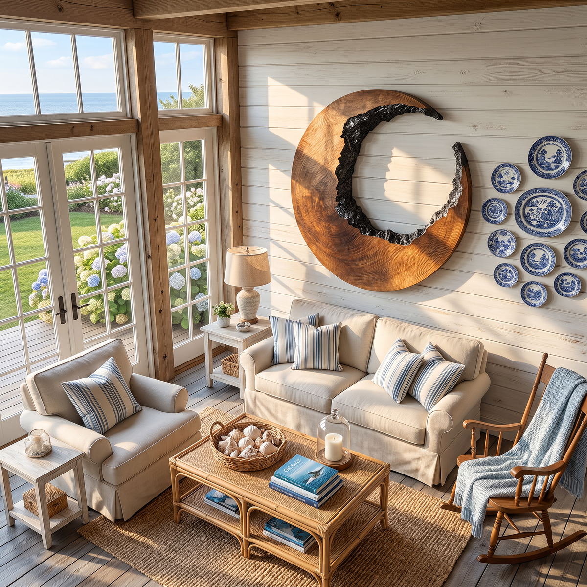 Mid-Century 3D Hardwood Wall Sculpture with Flowing Curves - view 3