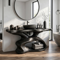 Farmhouse Solid Wood Bathroom Vanity with Weathered Finish in Black finish
