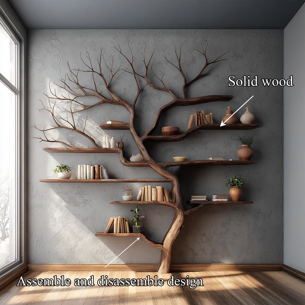 Rustic Tree Branch Floating Wall Bookshelf, 60 x 60 Inch - view 6