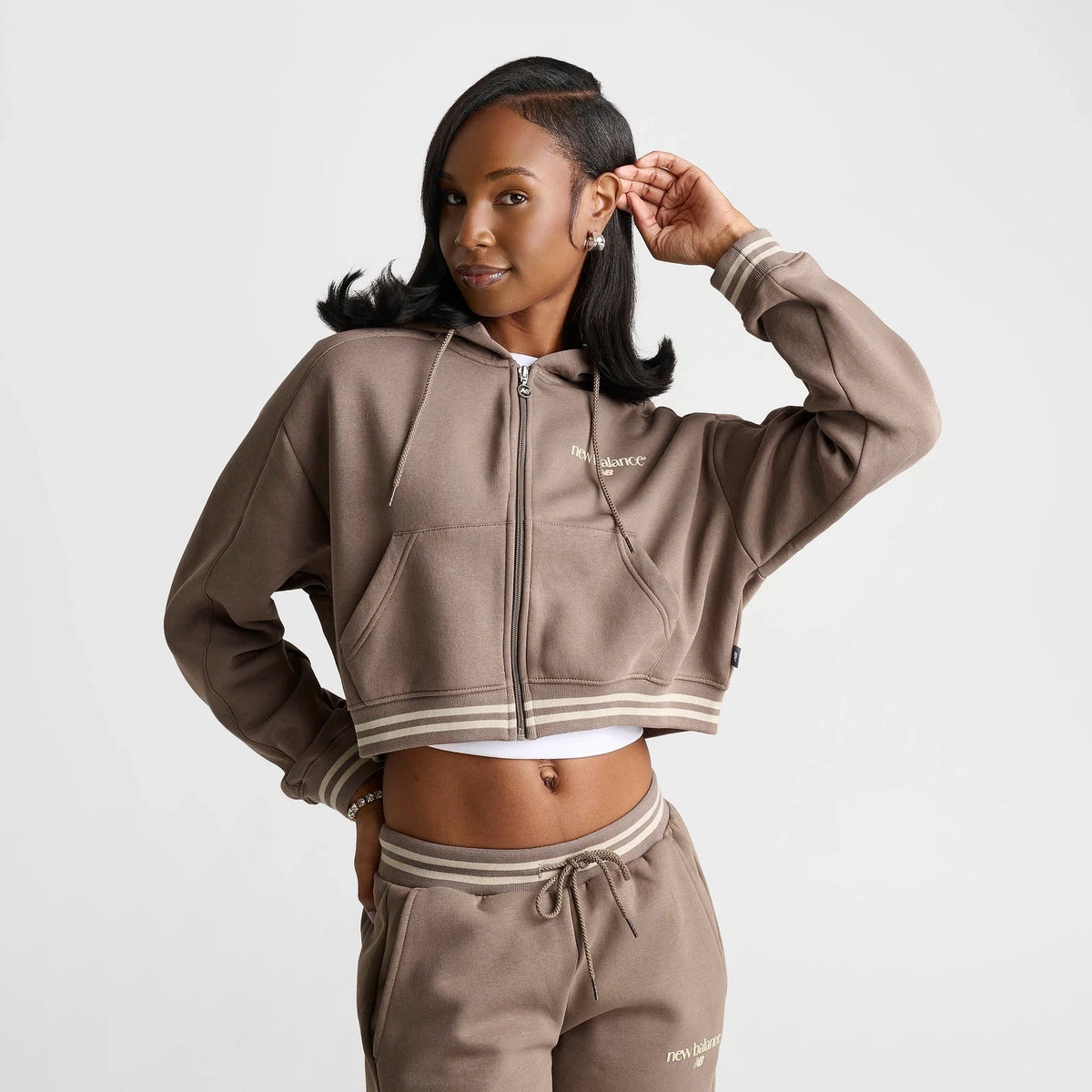 Women's Cropped Rib Full-Zip Hoodie