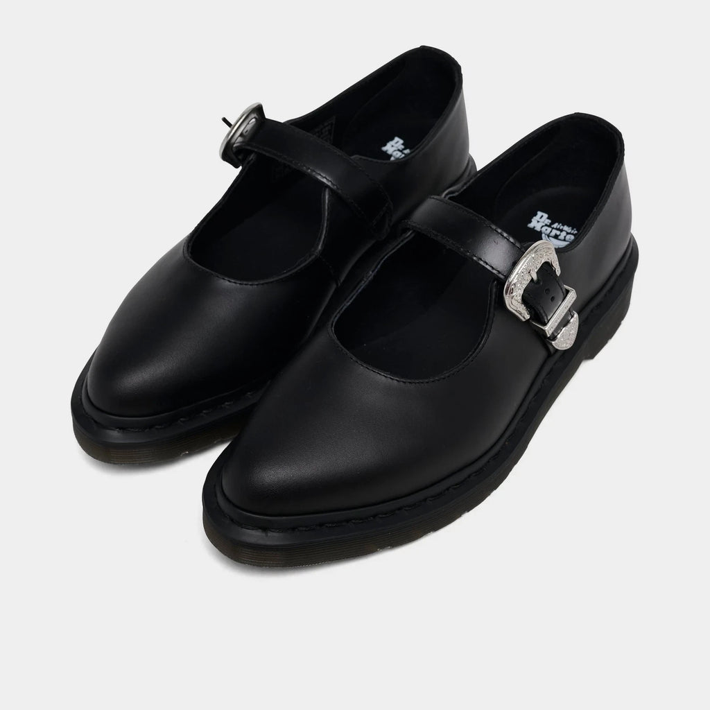 Women's Buckle Leather Mary Jane Shoes - Black