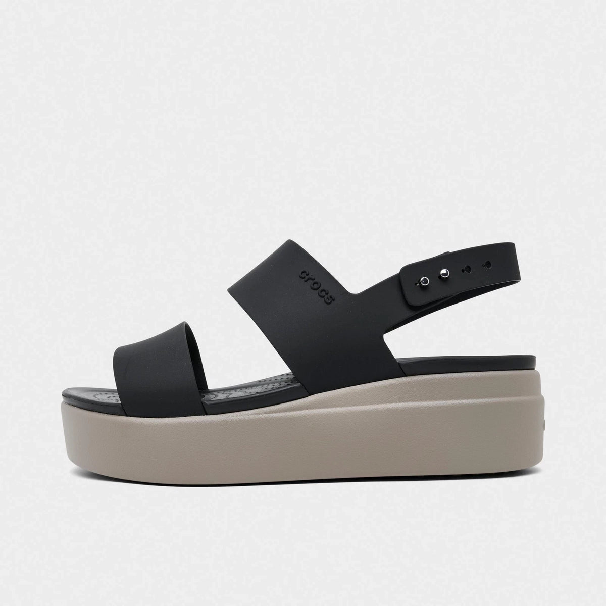 Two Strap Low Wedge Sandal - Gray