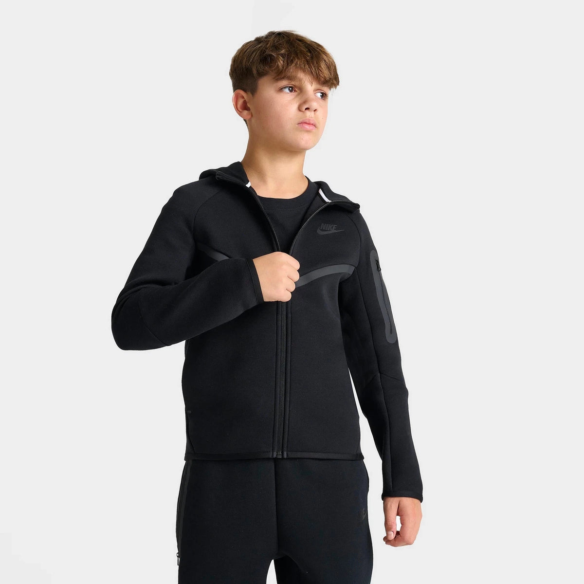 Big Kids' Full-Zip Fleece Hoodie - Black