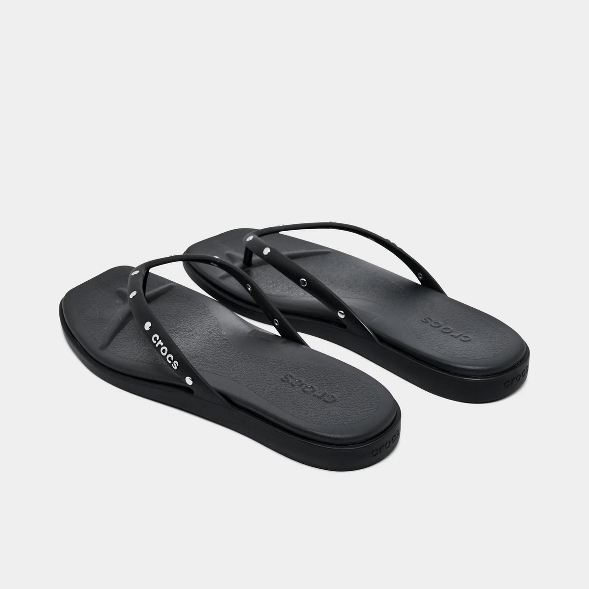 Studded Square Toe Flip Flop - Black