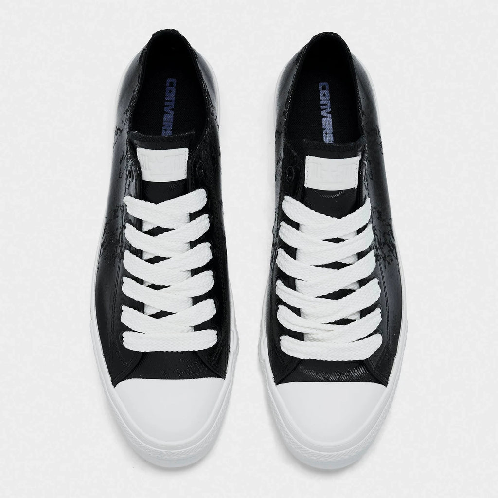 Men's Waxed Denim Low Top Sneakers - Black