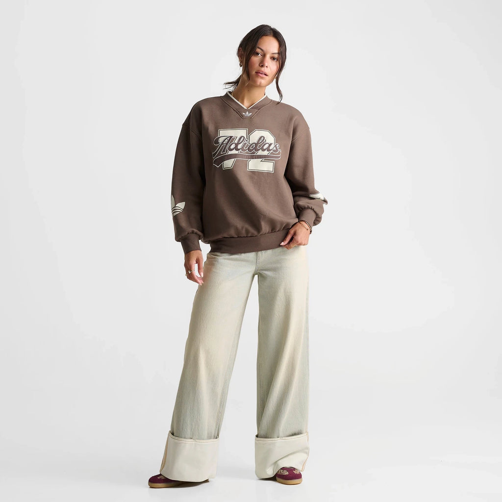 Women's Oversized V-Neck Fleece Sweatshirt