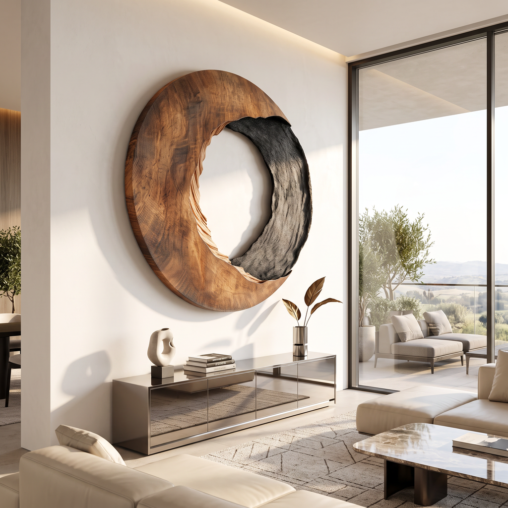 Solid Wood 3D Wave Sculpture Wall Art for Living Room - view 4