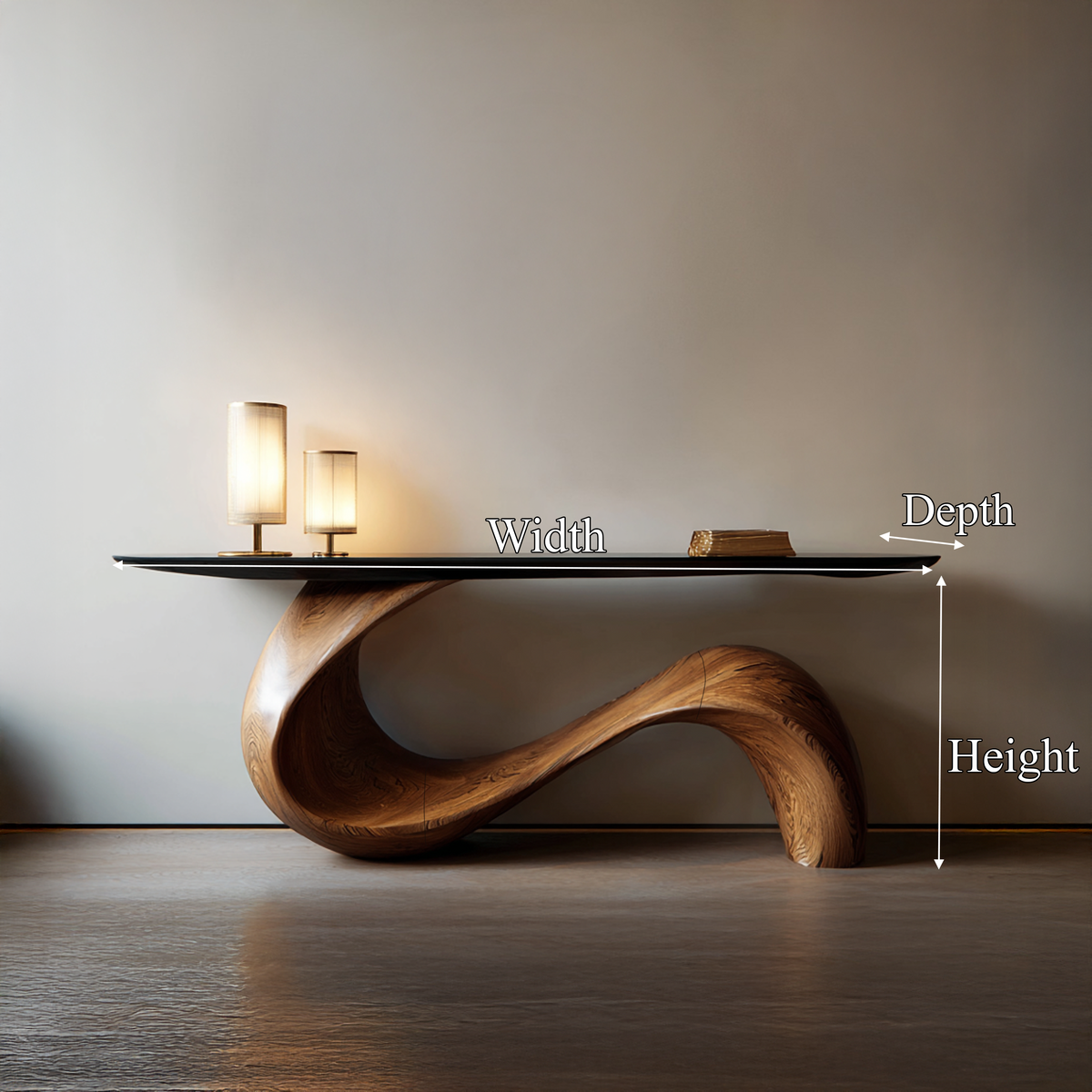 Mid-Century Sculptural Solid Wood Console Table for Entryway - view 8