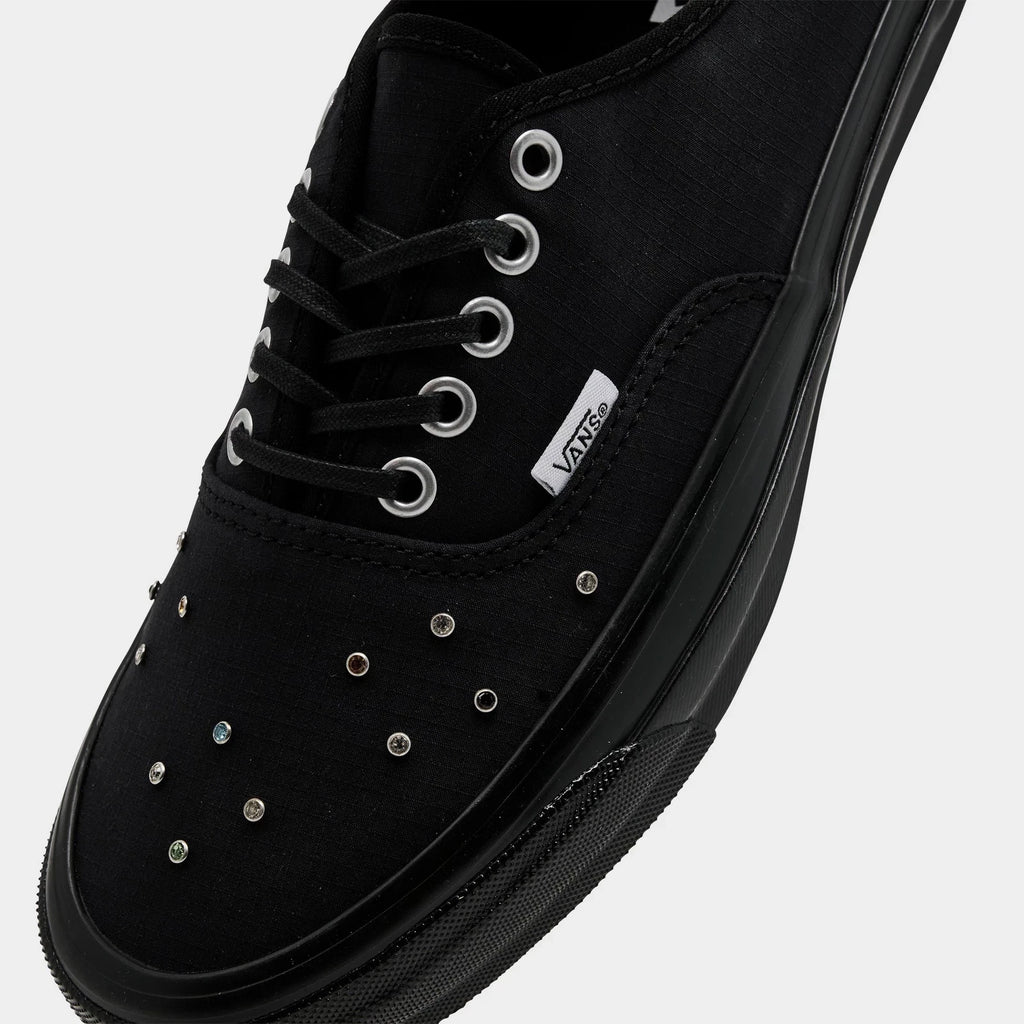 Men's Studded Canvas Low Top Sneakers - Black