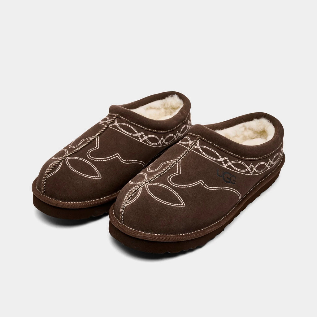 Men's Embroidered Suede Slip-On Slippers
