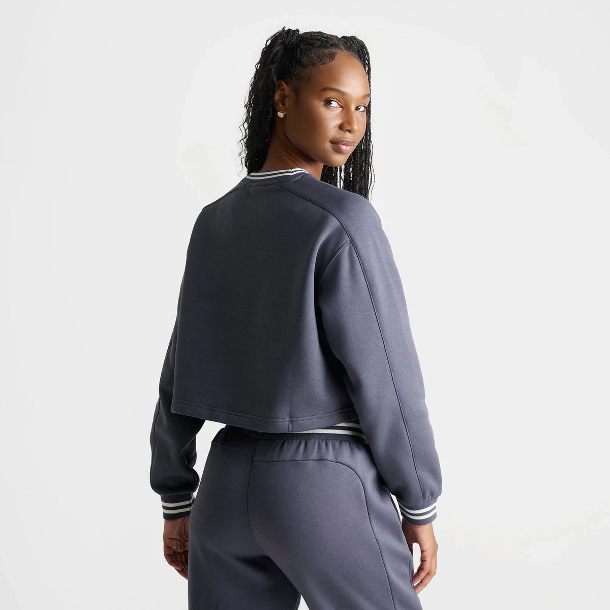 Women's Cropped Fleece V-Neck Jersey