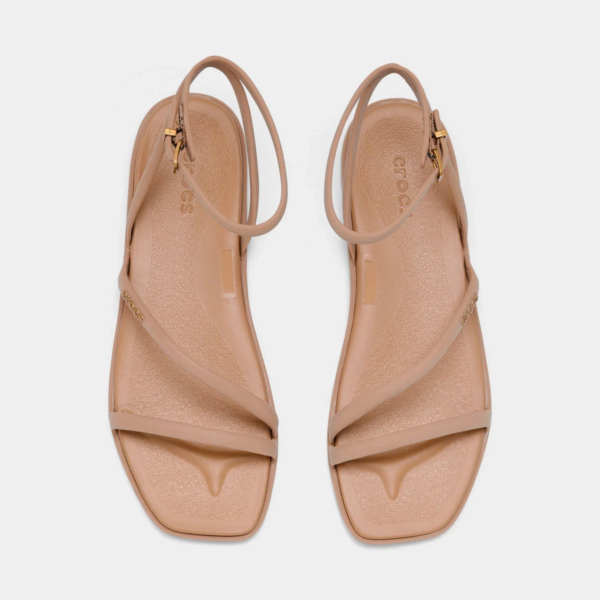 Square Toe Ankle Strap Sandal - Beige