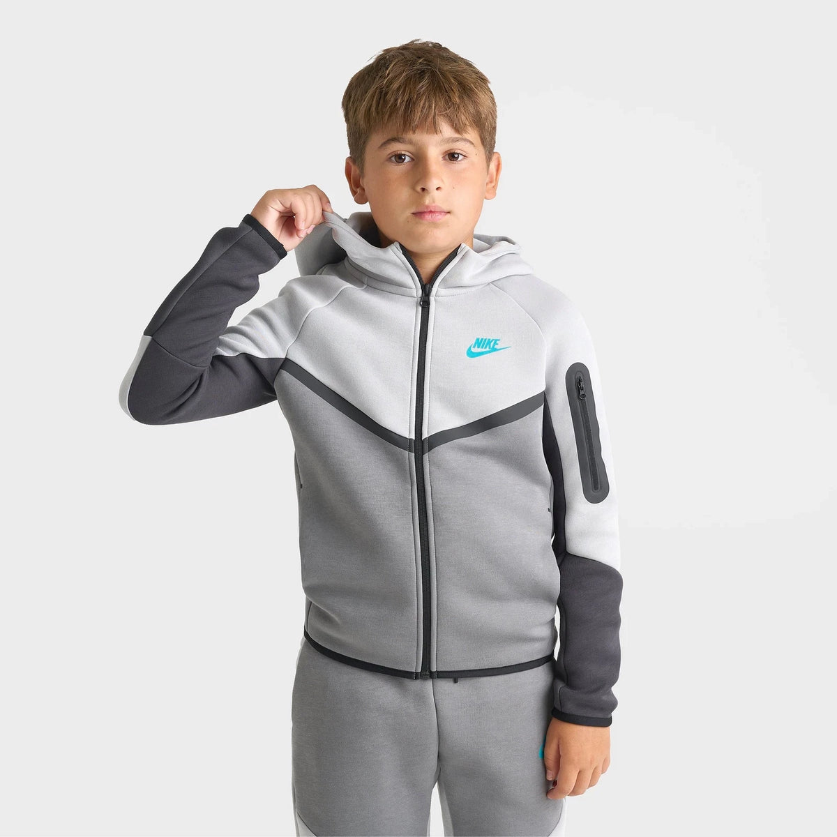 Big Kids' Full-Zip Fleece Hoodie - Gray