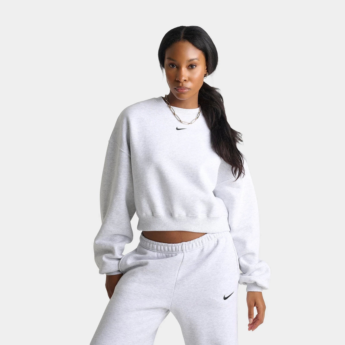 Women's Cropped Oversized Fleece Sweatshirt - Gray