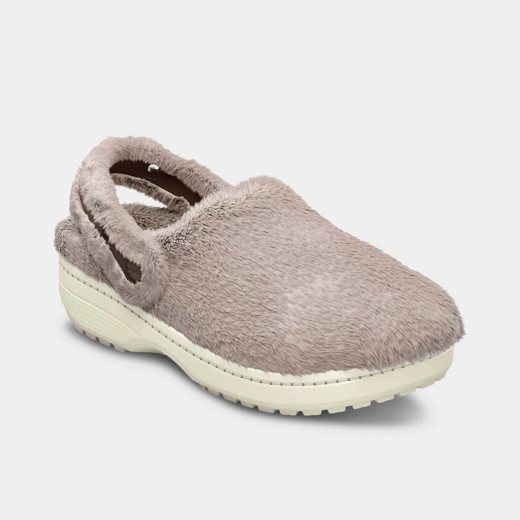 Faux Fur Backstrap Clog - Cream