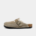 Men's Shearling-Lined Suede Clogs - Brown