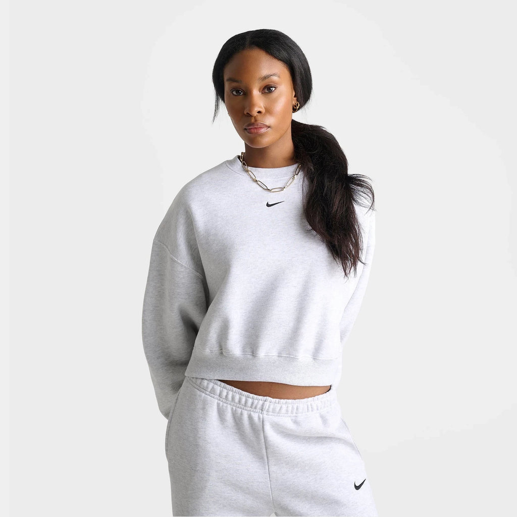 Women's Cropped Oversized Fleece Sweatshirt - Gray