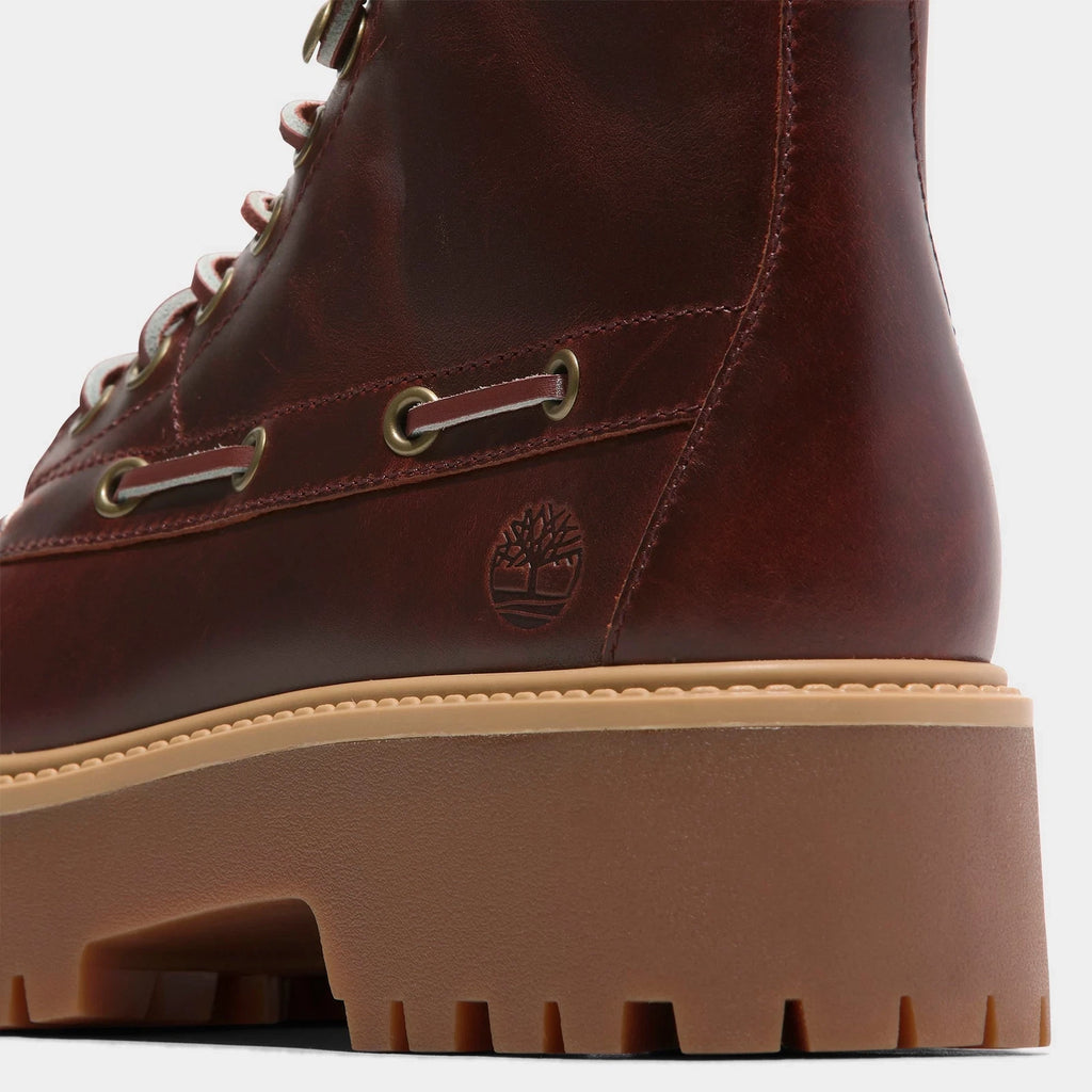 Women's Platform Kiltie Leather Boots - Burgundy