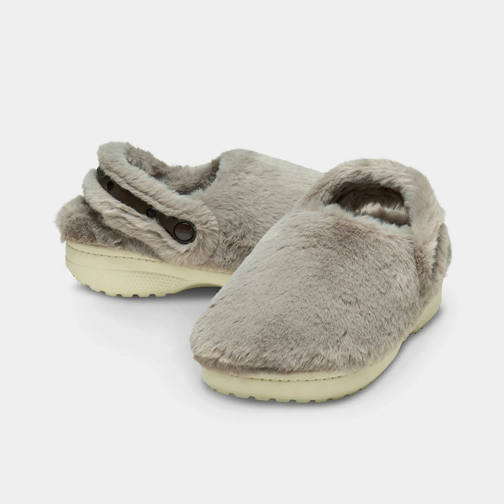 Faux Fur Backstrap Clog - Cream