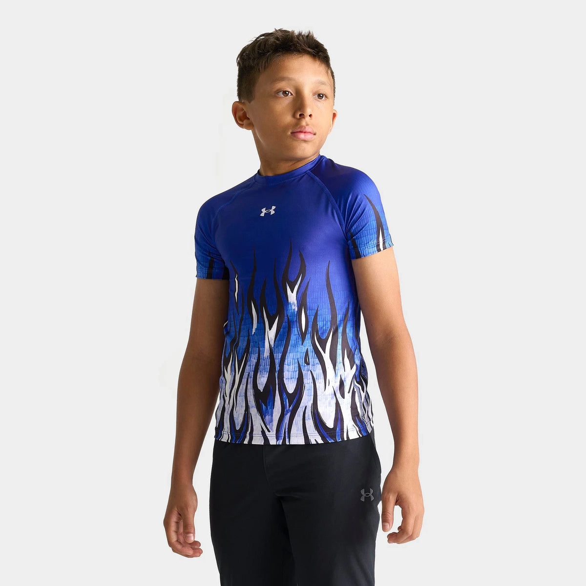 Kids' Flame Graphic Compression Training Top - Blue
