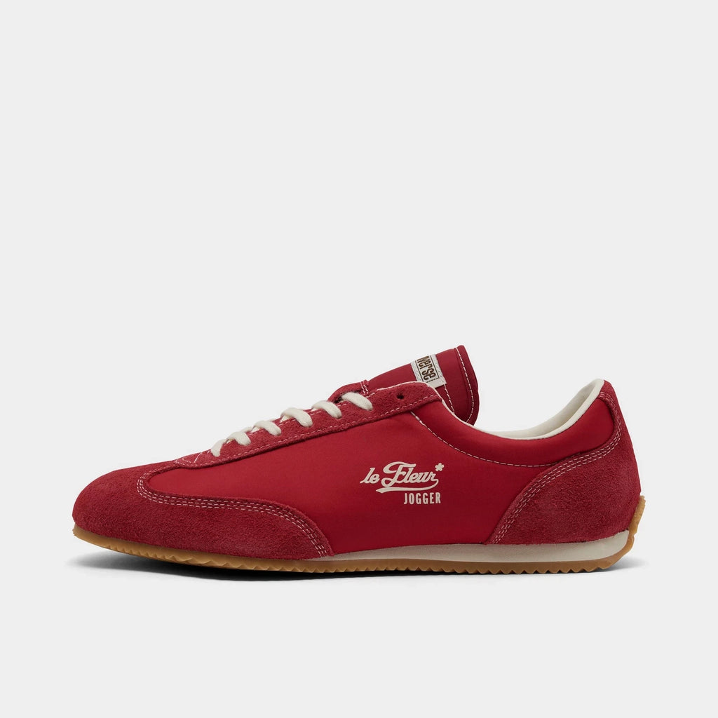 Suede and Nylon Retro Running Sneakers - Red