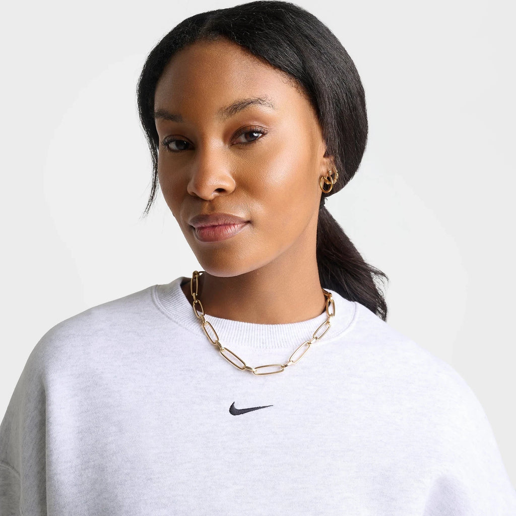 Women's Cropped Oversized Fleece Sweatshirt - Gray