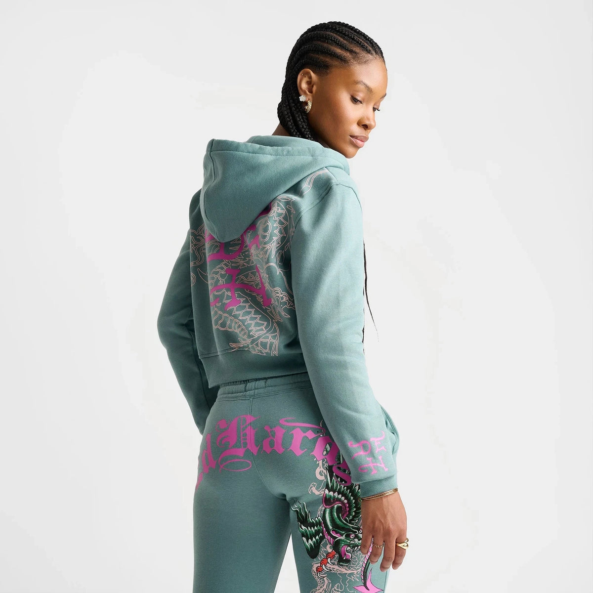 Women's Cropped Winged Graphic Zip Hoodie