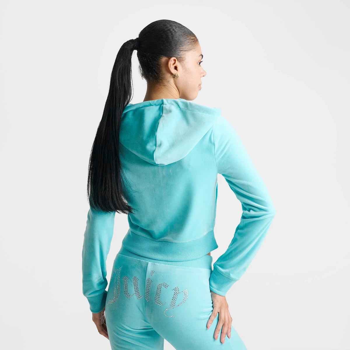 Women's Rhinestone Full-Zip Hooded Jacket