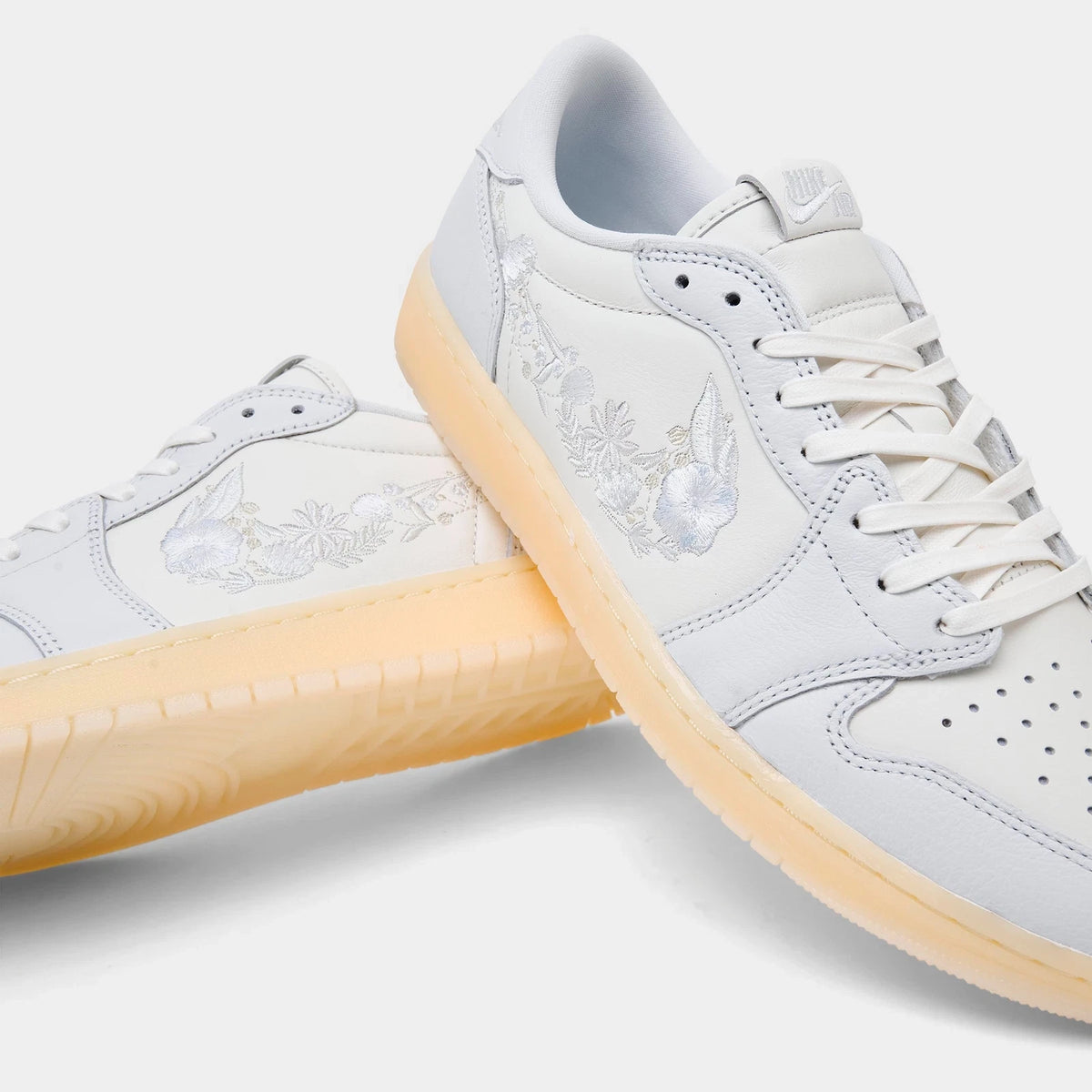 Leather Low Top Sneaker With Floral Embroidery