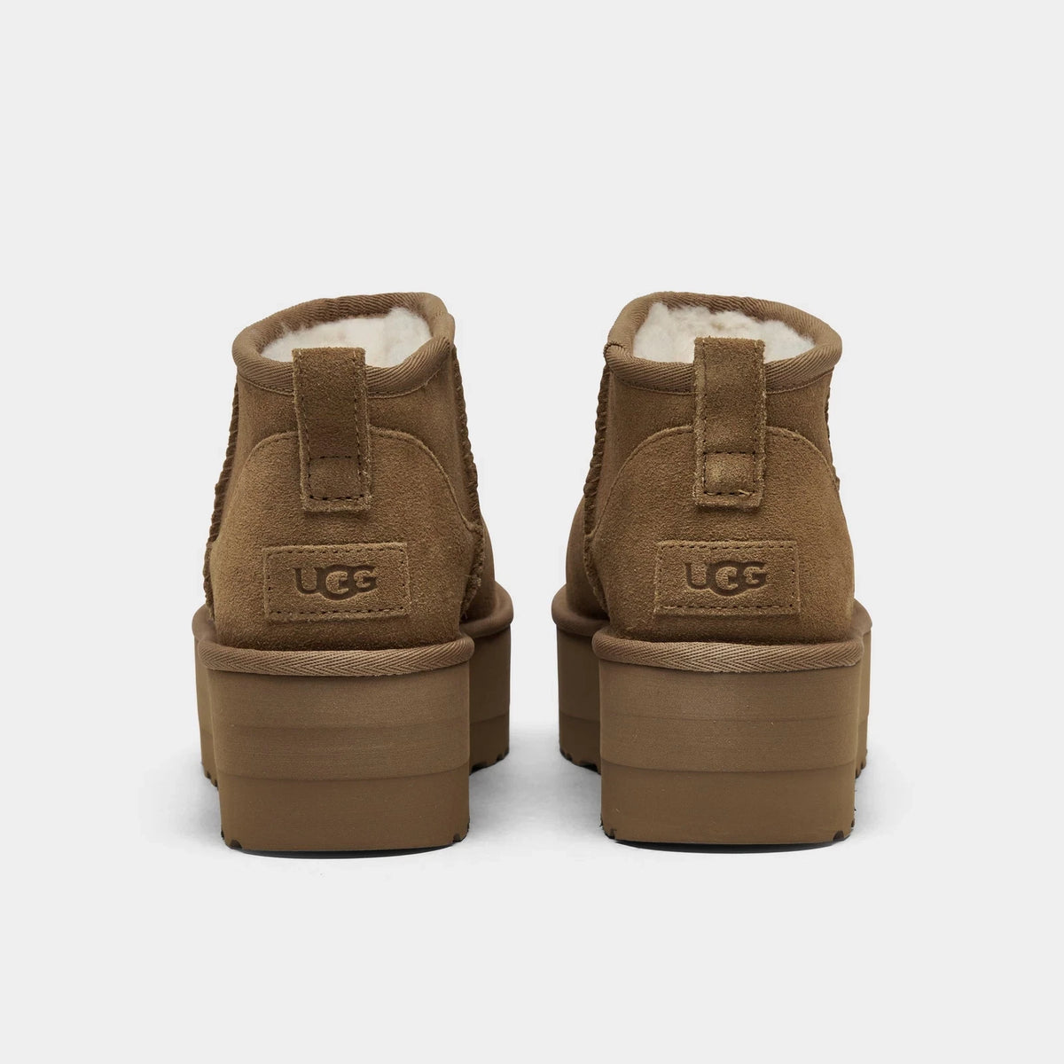 Women's Sheepskin Platform Mini Boots - Chestnut