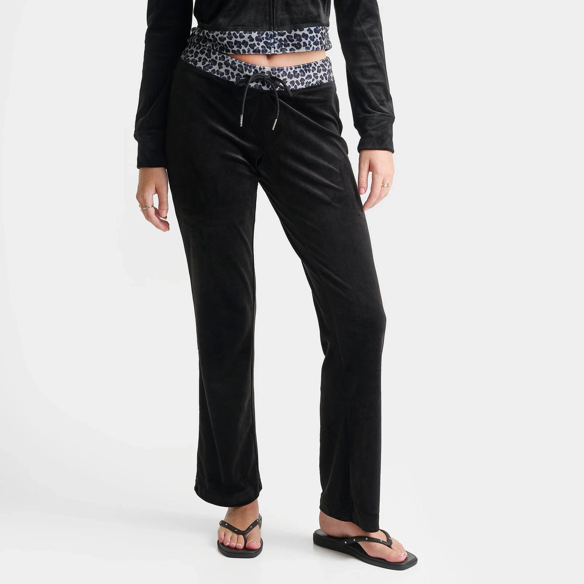 Women's Leopard Print Rhinestone Track Pants