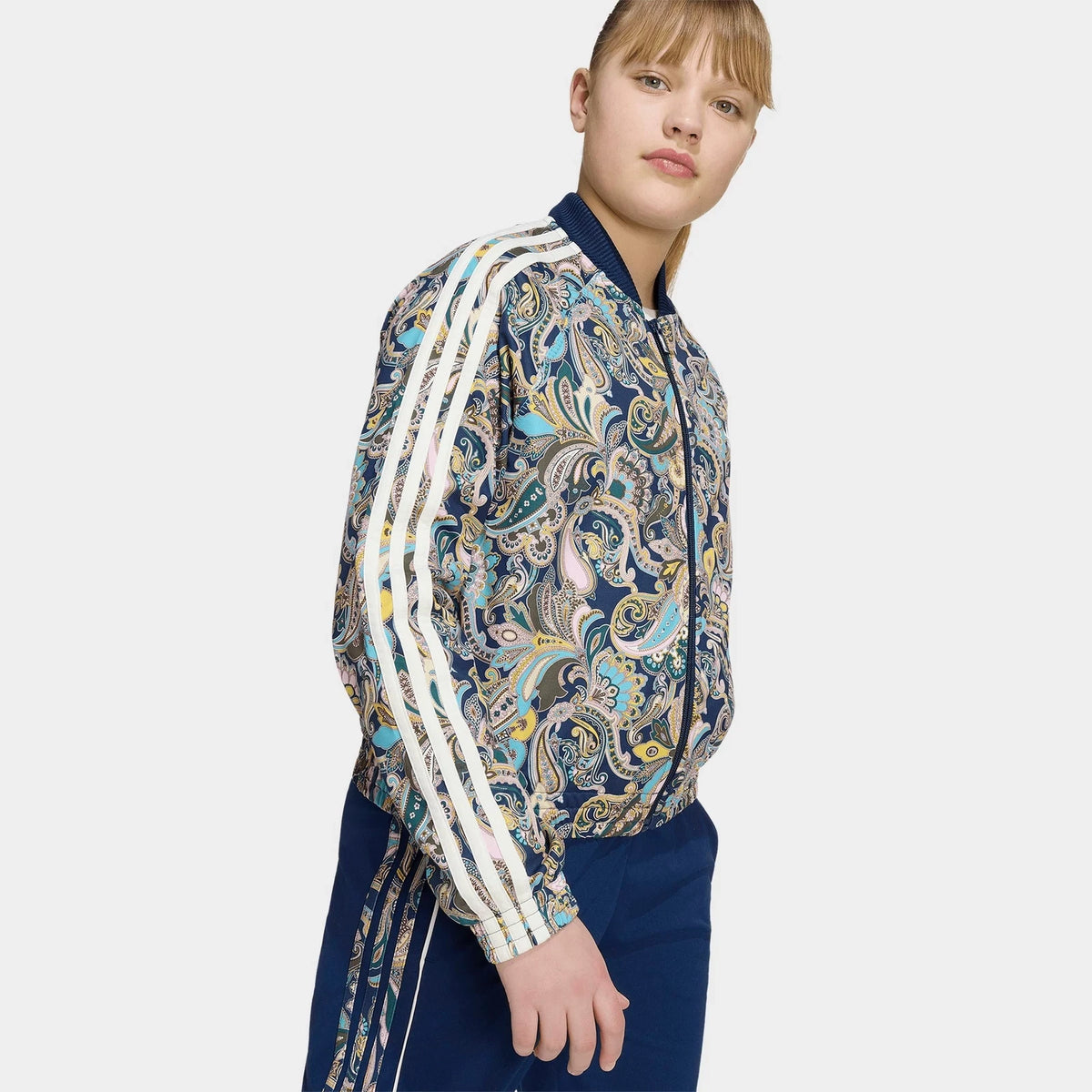 Girls' Cropped Paisley Zip Track Jacket