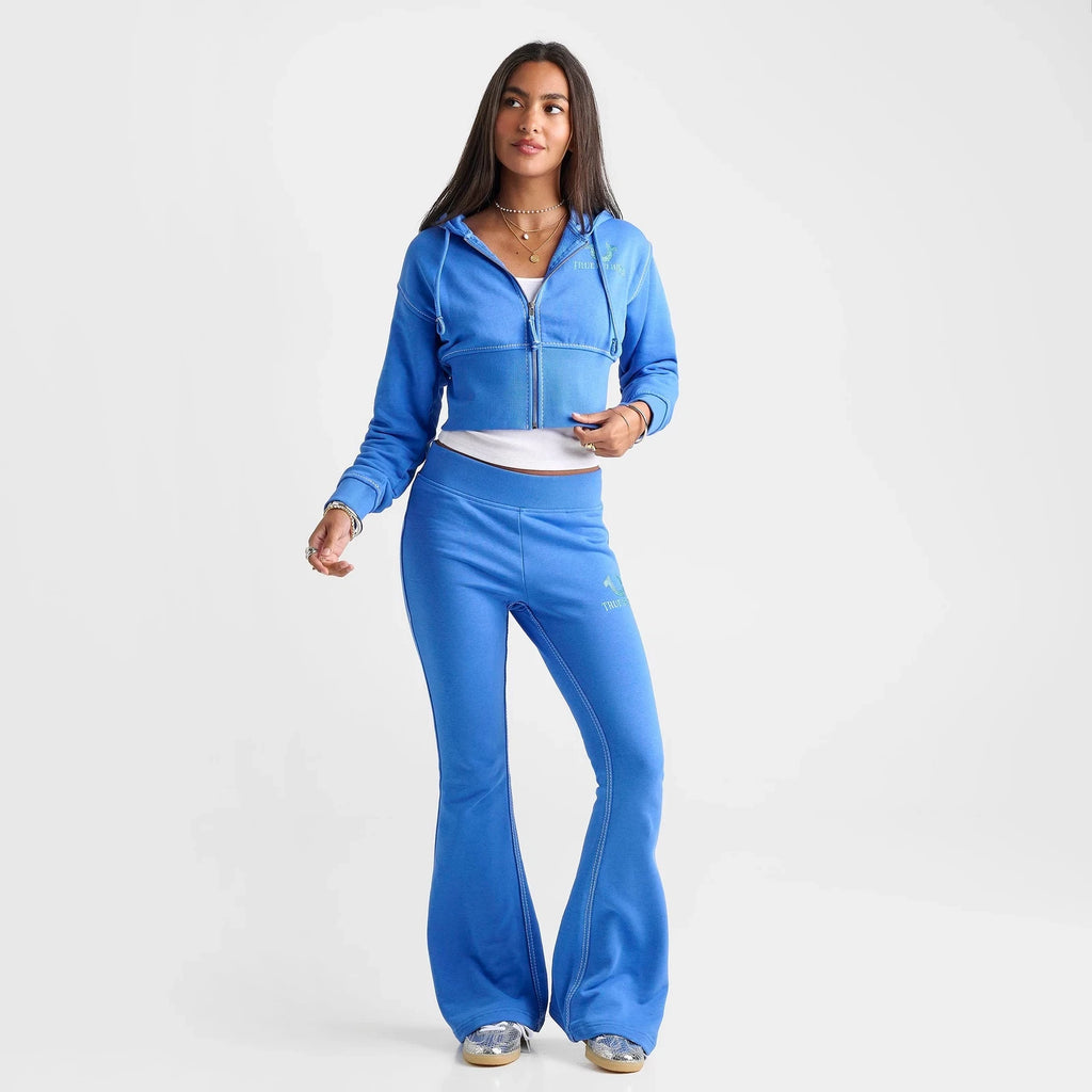 Women's Cropped Rhinestone Full-Zip Hoodie