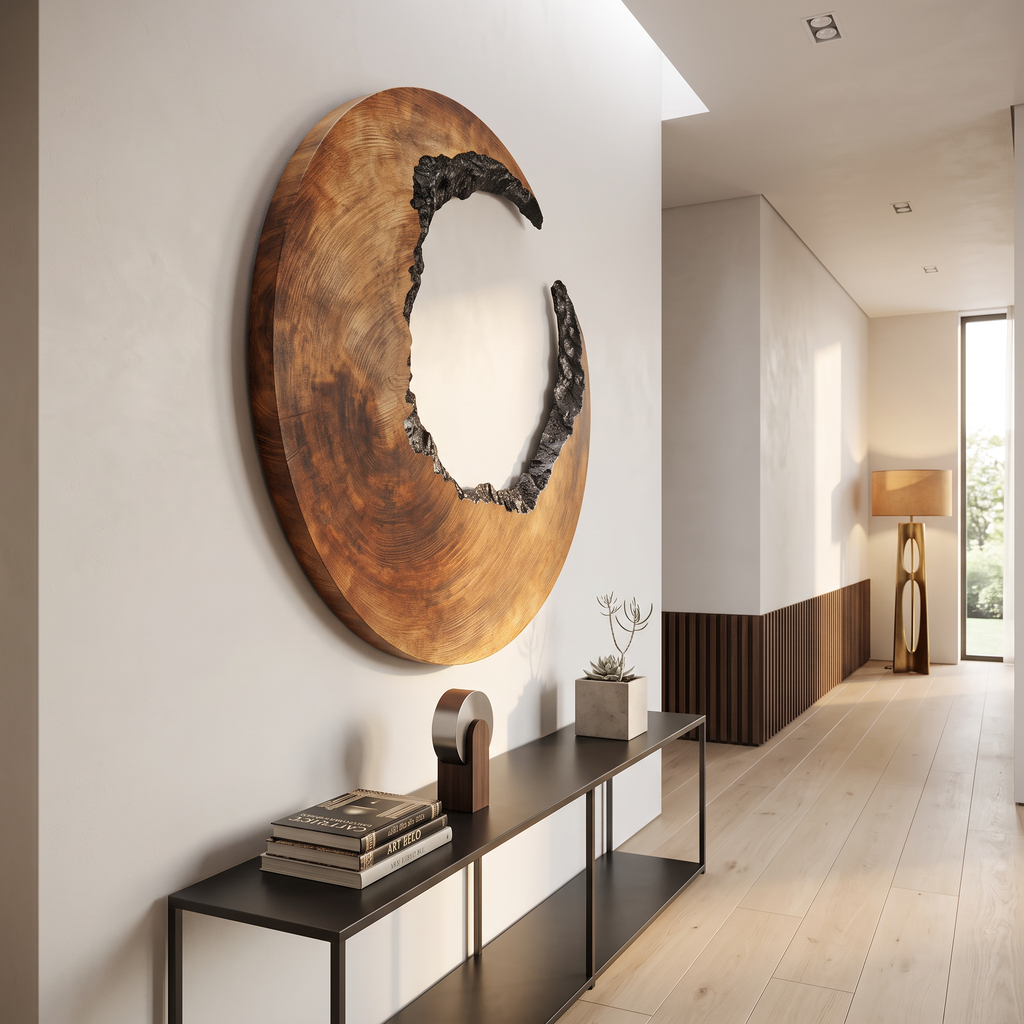 Mid-Century 3D Hardwood Wall Sculpture with Flowing Curves - view 2