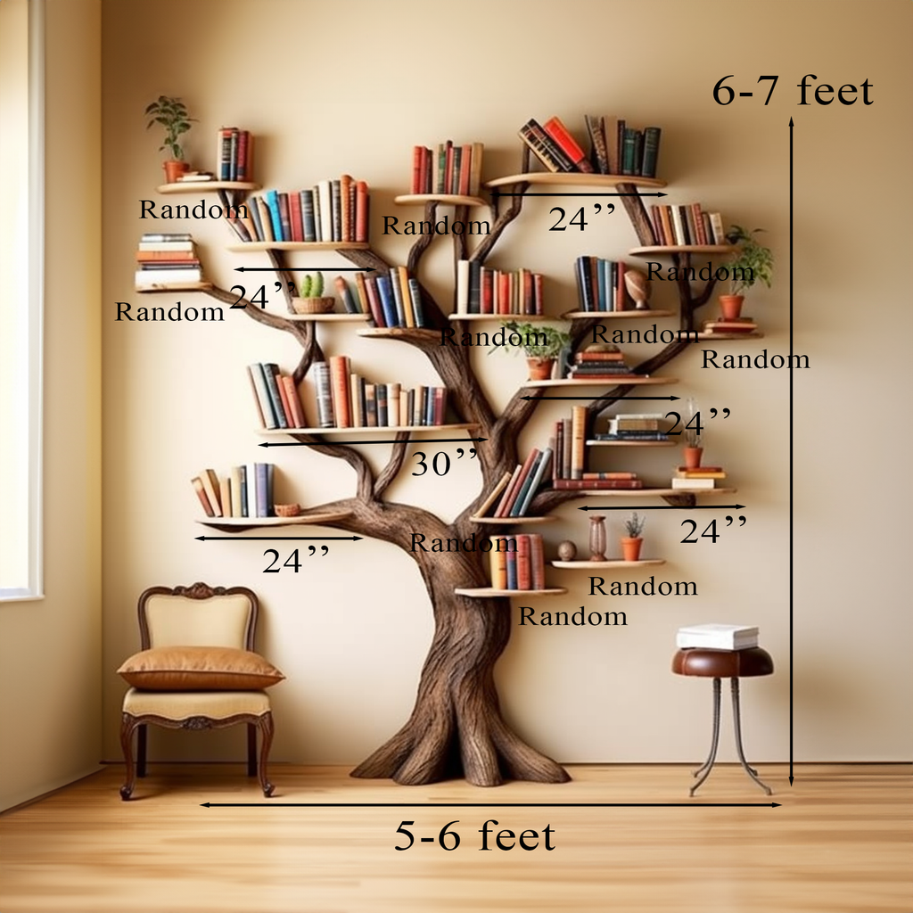 Tree Branch Floating Bookshelf with Natural Wood Shelves - view 5