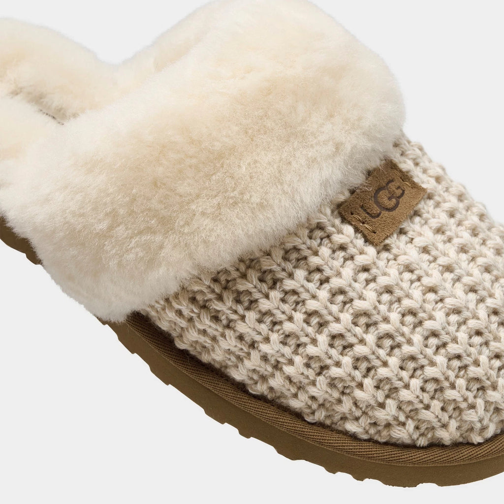 Women's Knit Sheepskin Slip-On Slippers - Natural