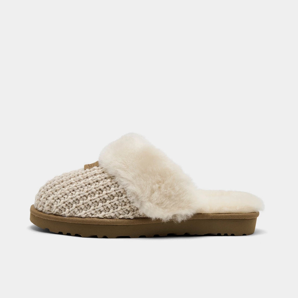 Women's Knit Sheepskin Slip-On Slippers - Natural