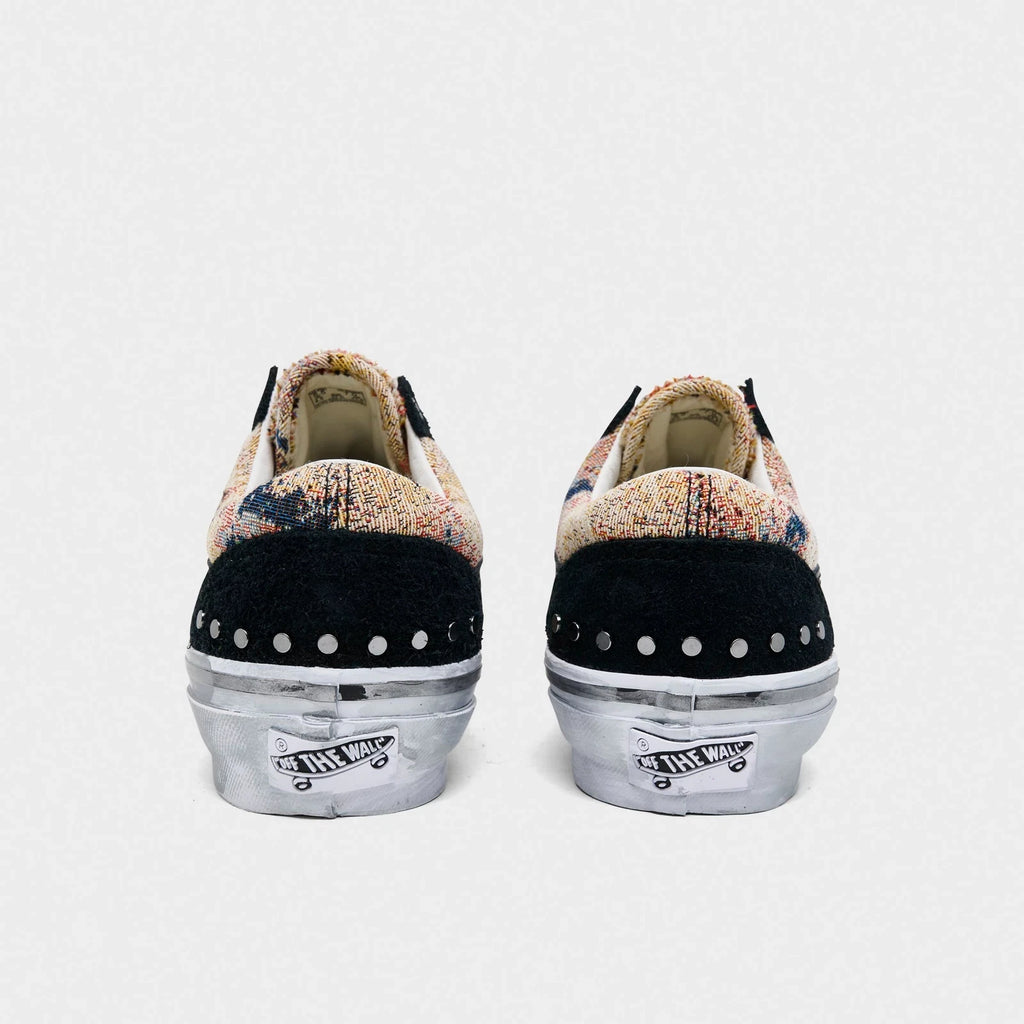 Women's Floral Leather Trim Sneakers - Black
