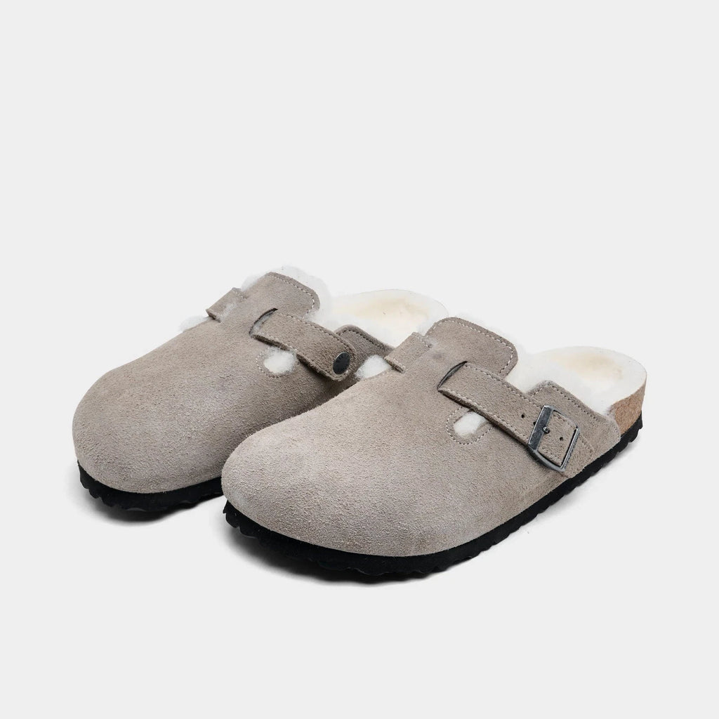 Women's Shearling-Lined Suede Clogs