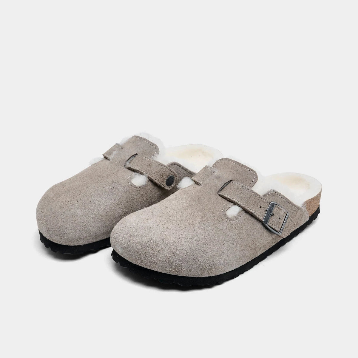 Women's Shearling-Lined Suede Clogs