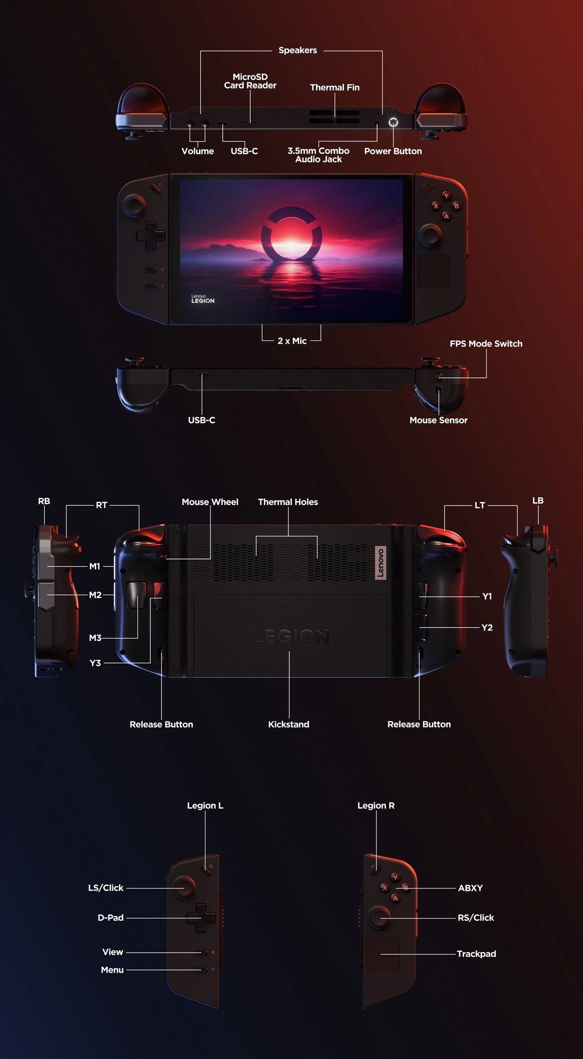 Lenovo Legion Go 8.8in 144Hz WQXGA Gaming Handheld, AMD Ryzen Z1 Extreme, 16GB, 512 GB SSD - Legion Go