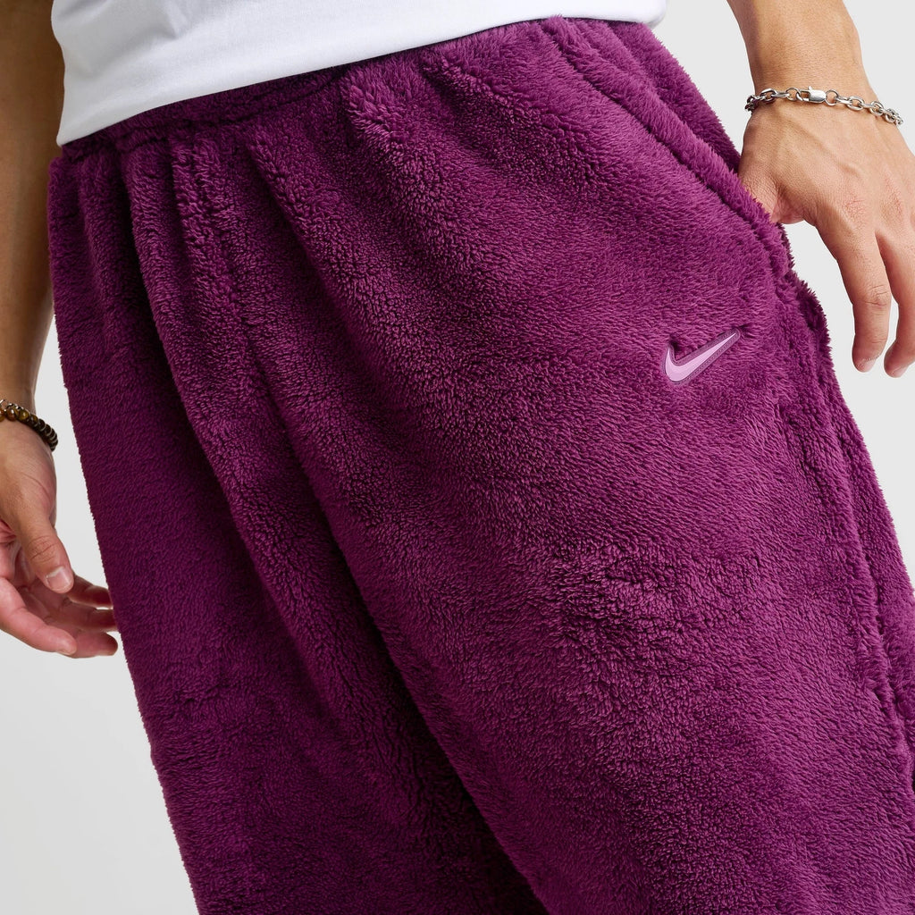 Men's High-Pile Fleece Jogger Pants - Red