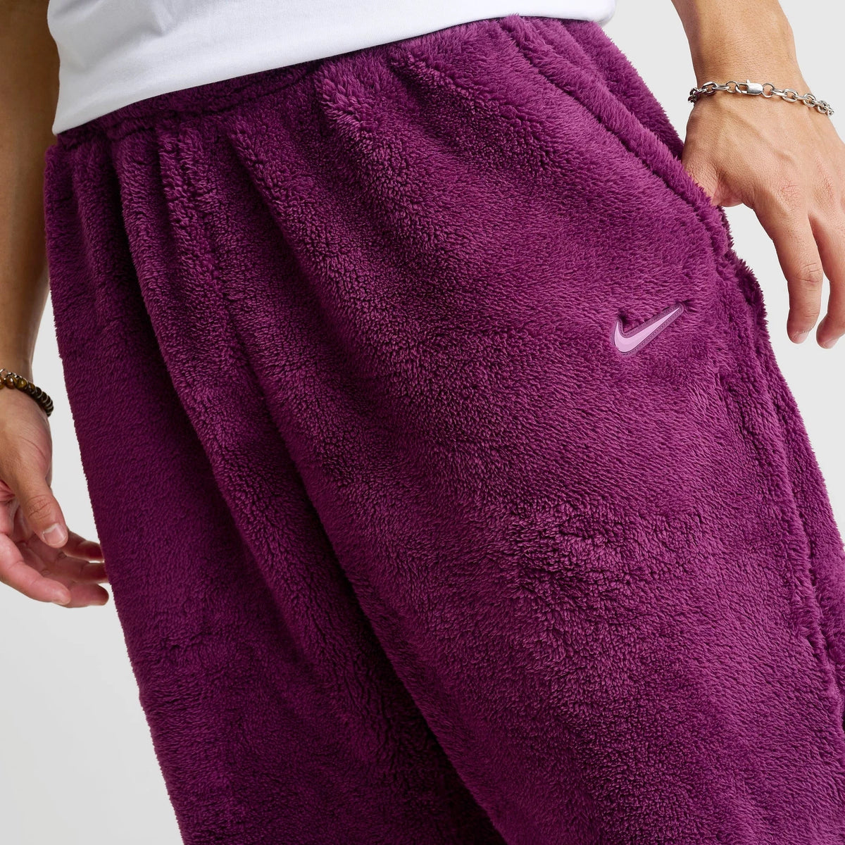 Men's High-Pile Fleece Jogger Pants - Red