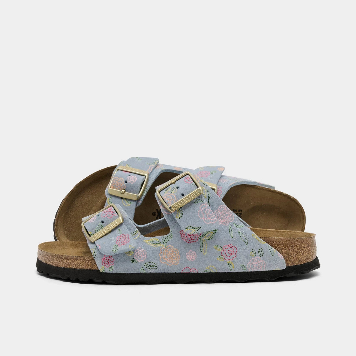 Women's Floral Suede Two-Strap Sandals