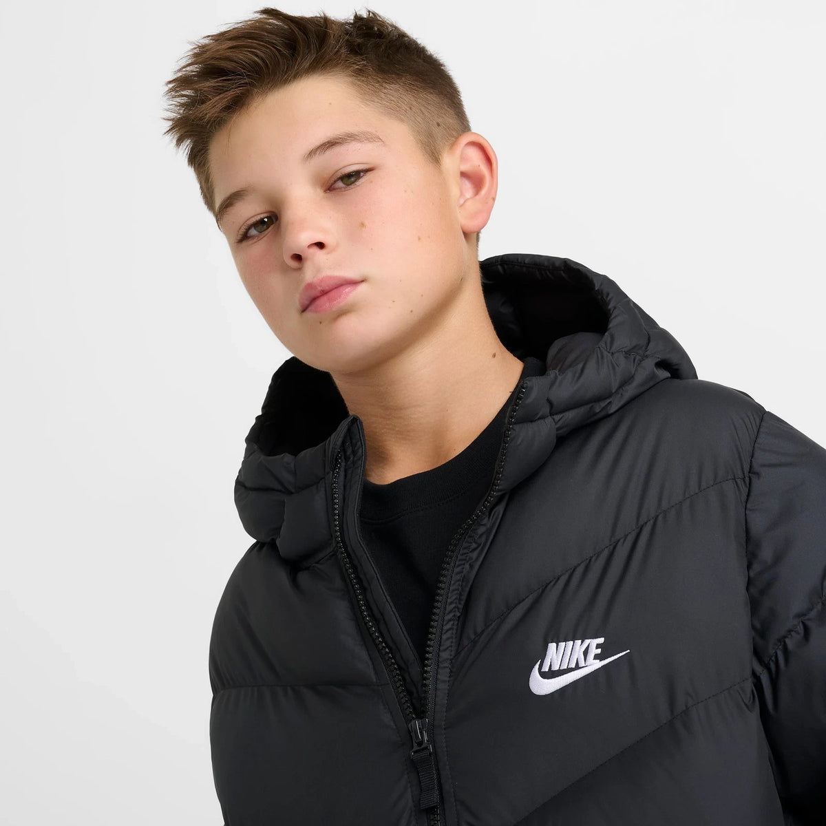Big Kids' Hooded Insulated Puffer Jacket - Black