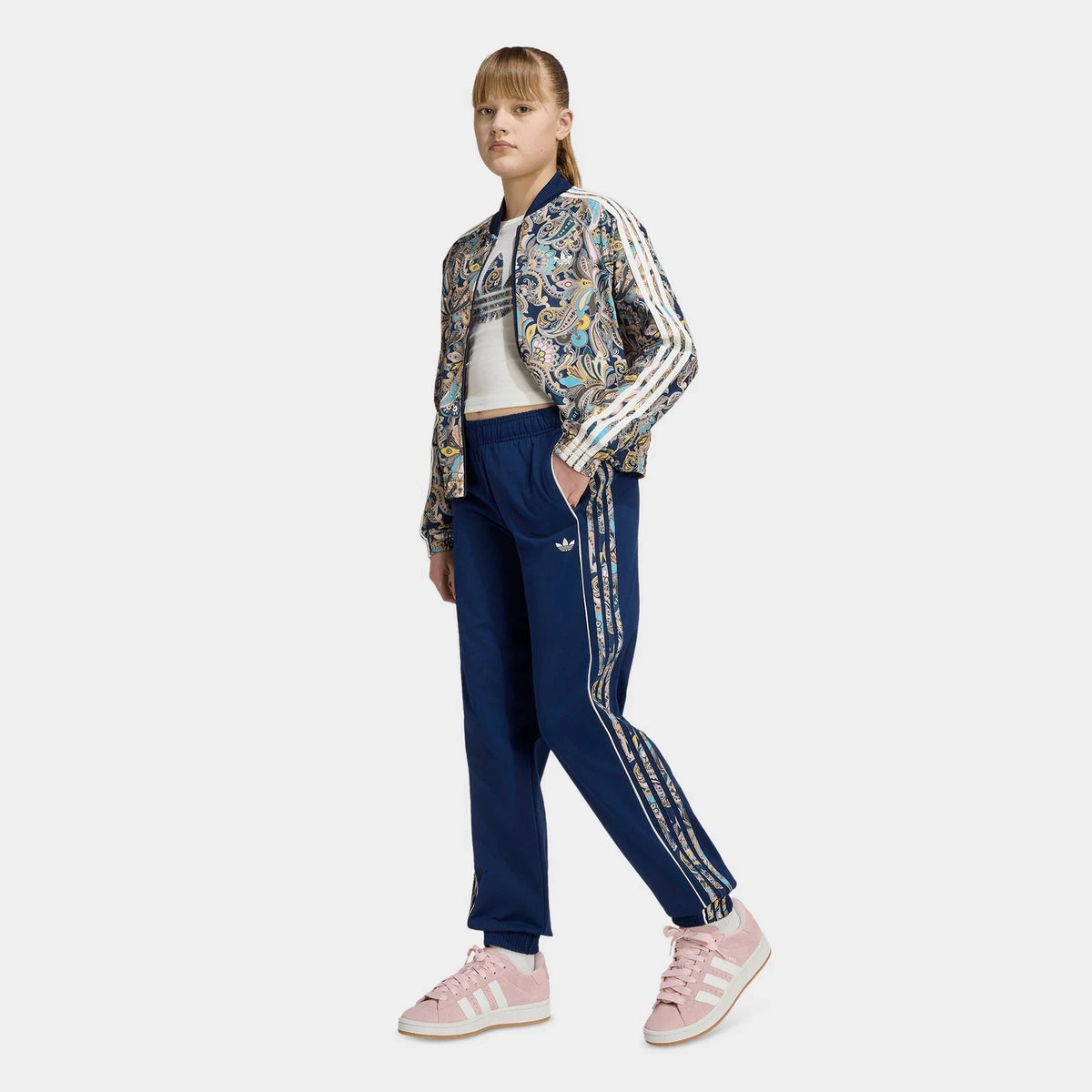 Girls' Cropped Paisley Zip Track Jacket