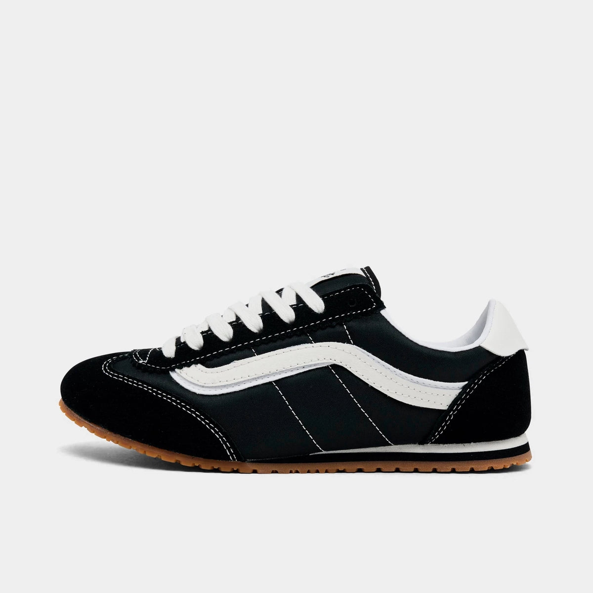 Women's Suede Nylon Low Profile Sneakers - Black
