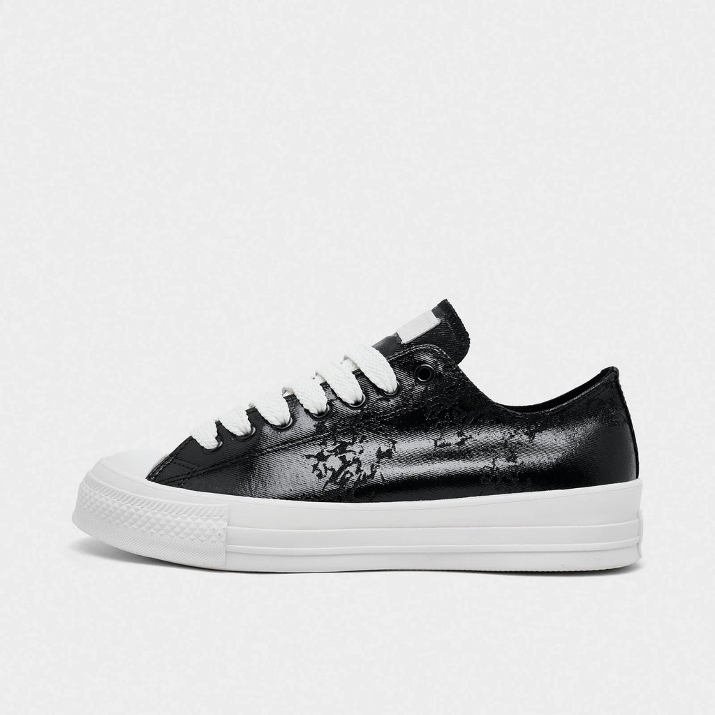Men's Waxed Denim Low Top Sneakers - Black