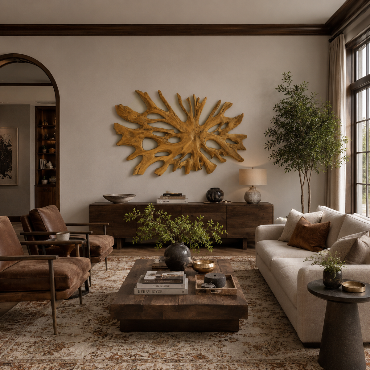 Oversized Root-Form Solid Wood Wall Art for Living Room - view 2
