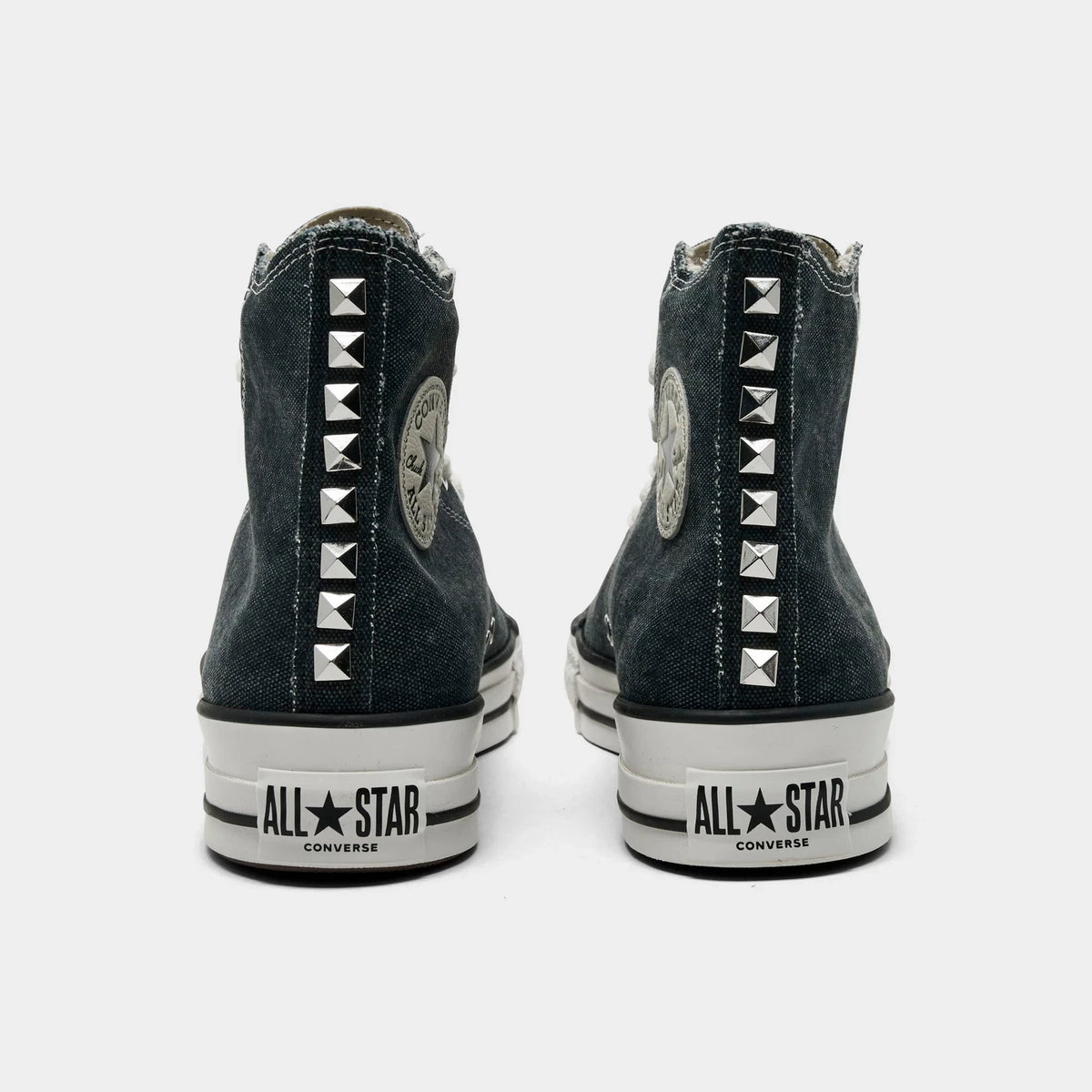 Men's Distressed Studded Canvas High Top Sneakers